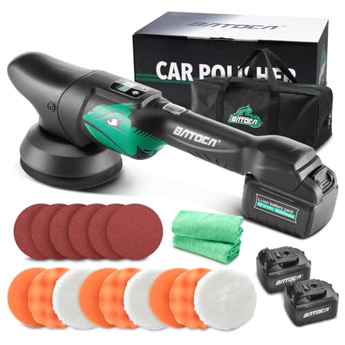 BATOCA-S2 コードレス ポリッシャー 125mm 充電式ポリッシャー LED画面 5000mAhの超大容量バッテリ2個付き 6段変速 ダブルアクションポリッシャー 車磨き 家庭用 艶出し 傷消しの通販は