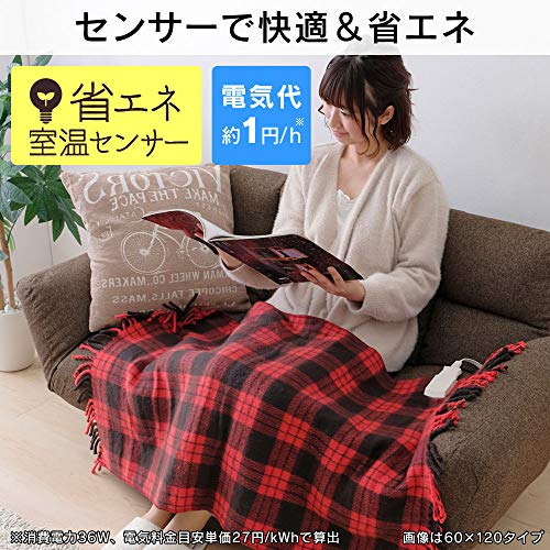 アイリスオーヤマ 電気毛布 ブランケット 【節電】 室温センサー搭載 電気ひざ掛け 【洗える】 ダニ退治 80×120cm EBK-1208-ZR 赤×黒チェック アイリスオーヤマ 電気毛布 ブランケット 【節電】 室温センサー搭載