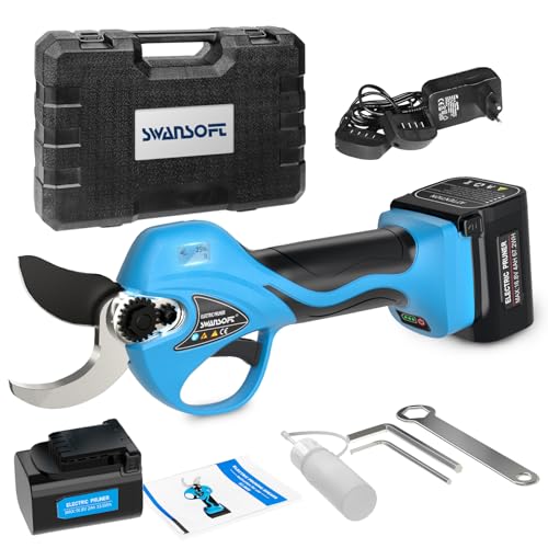 切断径35mm、引金連動機能SWANSOFT 充電式電動剪定バサミ LEDディスプレー 電動はさみ 電動バサミ バッテリー延長アダプターと付き 16.8V/4000mAh電池2個付き コードレス剪定バサミ 電動 ブラシレスモーター搭載 切の通販は