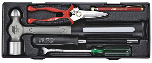 JTC 5pcs ツールセット ハンドツール 工具箱 ロールキャビネット 引き出し用 工具セット マグネットバー はさみ ハンマー ナットドライバー クリップリムーバー JTCK8051の通販は