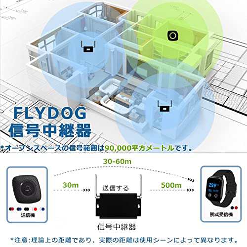 FLYDOG ワイヤレス 呼び出しベル 介護者 ポケットベル 居酒屋 飲食店