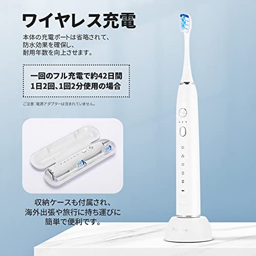 電動歯ブラシ 音波歯ブラシ 携帯歯ブラシ 電動ハブラシ 除菌器 USB充電式 IPX7防水 歯ブラシ磨き 5つのモード 静音 42000回転/分 やわら
