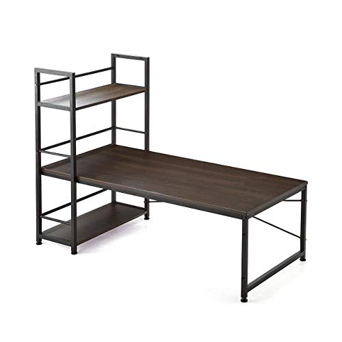 サンワダイレクト ローデスク 幅120cm 収納棚付き 左右入れ替え対応 パソコンデスク ロータイプ ブラウン 100-DESKH023BR