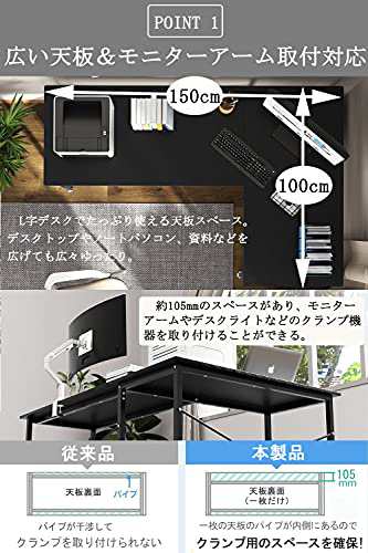 パソコンデスク L字デスク PCデスク 幅150cm+100cm L字型 25mm パソコンデスク L字デスク PCデスク 幅150cm+100cm L字型 25mm