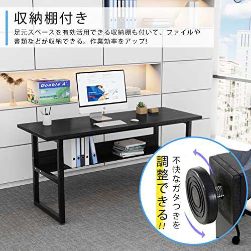 DEWEL パソコンデスク 幅160cm 奥行60cm ゲーミングデスク 収納ラック ...