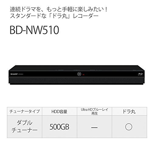 AQUOS ブルーレイレコーダー BD NW510 500GB ダブルチューナー 大量