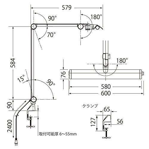 山田照明 Z-LIGHT LEDデスクライト シルバー 直下照度3242Lx 7段階調光機能付き Z-208LEDSL