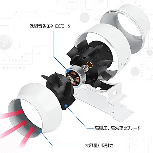 DUCTURBO 中間取付形ダクトファン 100mm 強力 風量:275?/h 猫トイレの