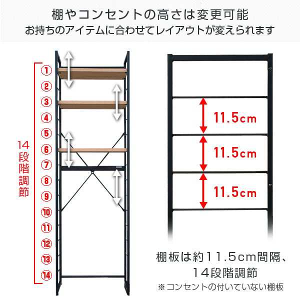 山善] レンジ台 (ゴミ箱上ラック) 全体耐荷重75?s 2口コンセント付き ...