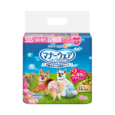 ユニチャーム マナーウェア　女の子用　ＳＳＳ　ピンクリボン・青リボン　４２枚×12パック