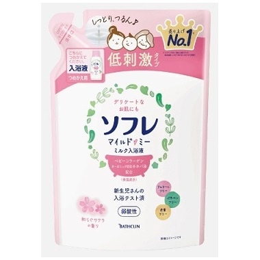 バスクリン ソフレ　マイルドミー　入浴液　サクラの香り　つめかえ用　６００ｍｌ×12パック