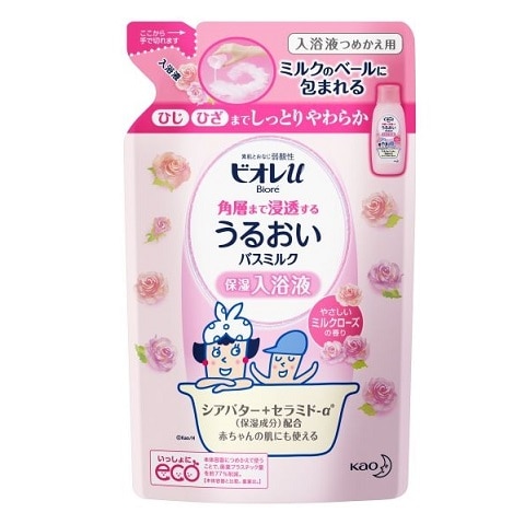 花王 ビオレｕ　バスミルク　ミルクローズ　つめかえ用　つめかえ用　４８０ｍｌ×12パック