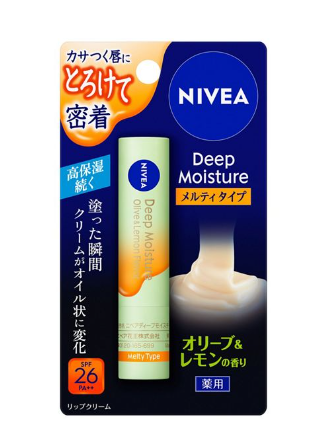 花王 ニベア　ディープモイスチャーリップ　メルティ　オリーブ＆レモン　２．２ｇ×12パック