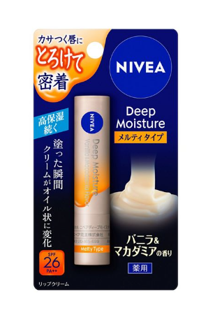 花王 ニベア　ディープモイスチャーリップ　メルティ　バニラ＆マカダミア　２．２ｇ×12パック