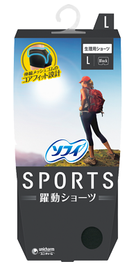 ユニチャーム ソフィ　ＳＰＯＲＴＳ　ショーツ　L　ブラック×3パック