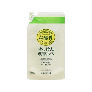 ミヨシ　無添加　せっけん専用リンス　つめかえ用　３００ｍｌ×12パック