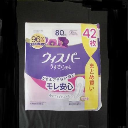 ウィスパ−　うすさら安心　安心の中量用　８０ｃｃ　４２枚×12パック