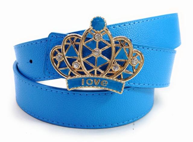 訳あり】ベルト 王冠 クラウン キラキラ パステルカラー (ブルー)の  