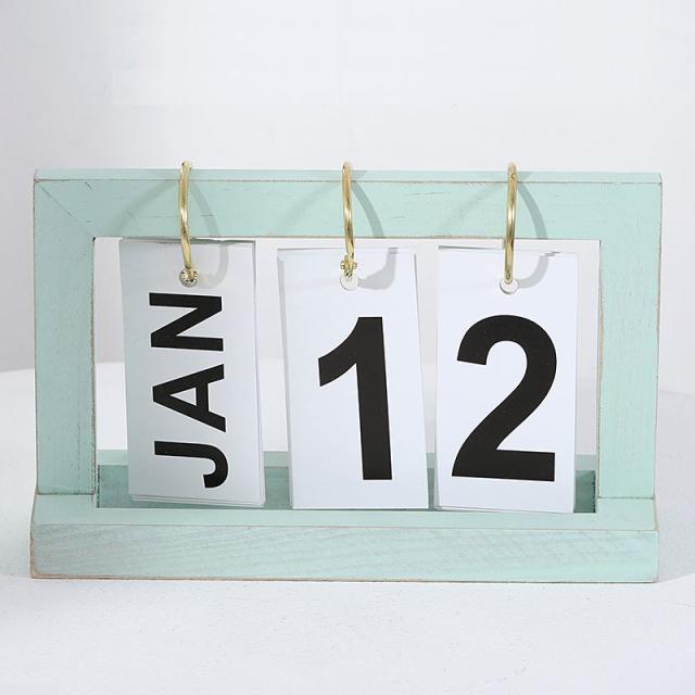 カレンダー 卓上 シンプル 北欧風 日めくり 木製枠 グリーン の通販はau Pay マーケット ノイシュタット