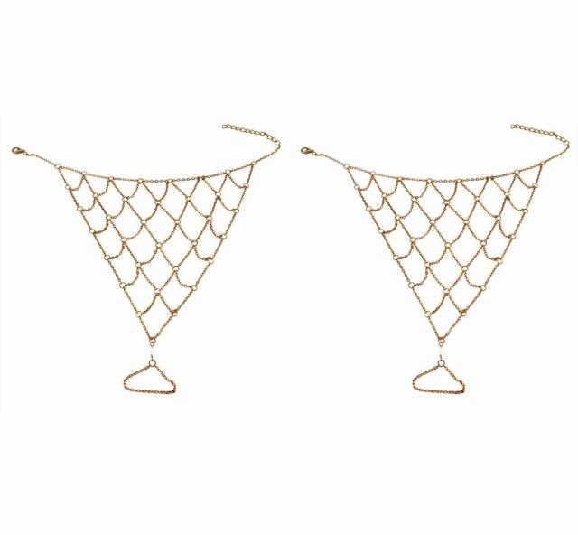 アンクレット アズキチェーン 網目状 ビーズ装飾 足の指輪付き 両足2個セットの通販はau Pay マーケット ノイシュタット