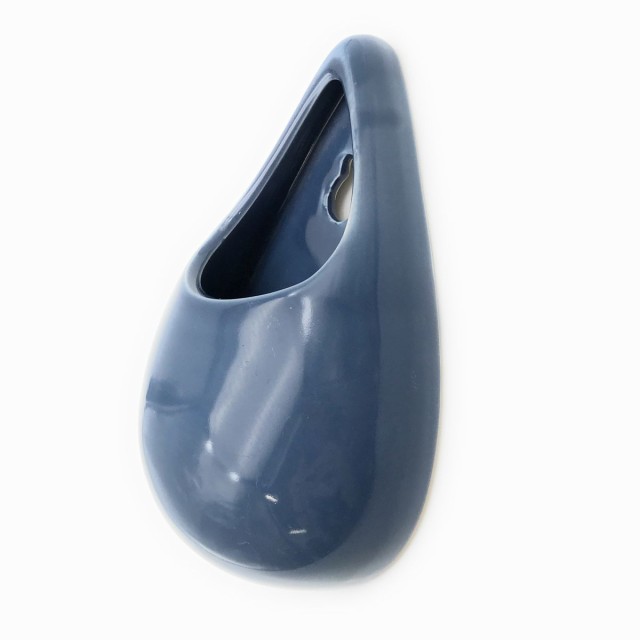 フラワーベース 壁掛け 一輪挿し しずく型 シンプル 陶器製 (ブルー)｜au PAY マーケット