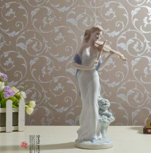 置物 バイオリンを奏でる西洋人女性像 陶器｜au PAY マーケット