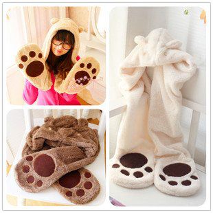 手袋 帽子 マフラー くま 肉球付き ダークブラウン の通販はau Pay マーケット ノイシュタット