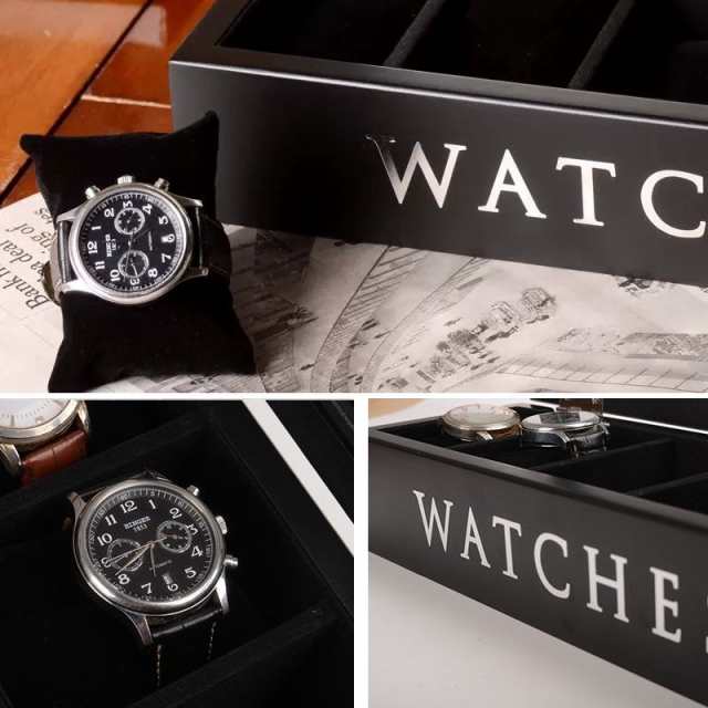 腕時計ケース コレクションボックス 英字ロゴ WATCH 5本収納 留め具なし (ブラック)｜au PAY マーケット
