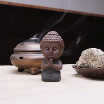 置物 茶玩 紫砂 瞑想するかわいい仏像 陶器製 (正座)｜au PAY マーケット