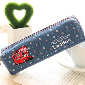 ペンケース かわいい 刺繍入り 赤い2階建てバス ネイビー の通販はau Pay マーケット ノイシュタット