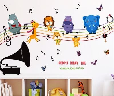 ウォールステッカー 動物さん ト音記号 音符 五線譜 蓄音器の通販はau Pay マーケット ノイシュタット
