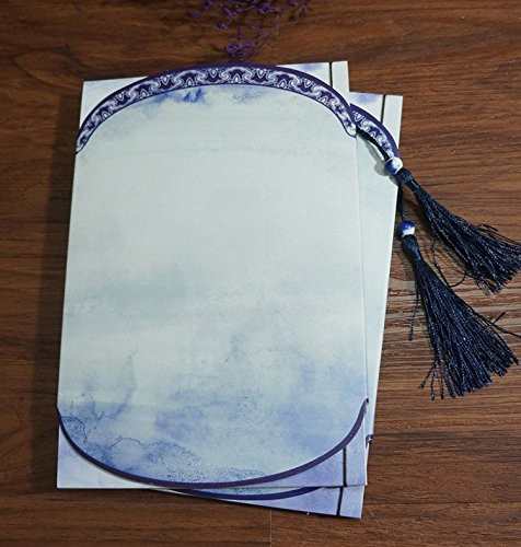 ノート 紐綴じ 神秘的な藍色 中国風 ふさ付き