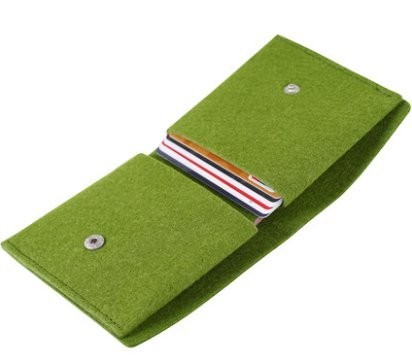財布 二つ折り お札入れ カード入れ シンプル フェルト製 グリーン の通販はau Pay マーケット ノイシュタット