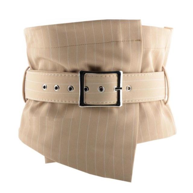 2wayベルト 超幅広 衣装 コルセット風 重ね付けベルト ベージュ ストライプ の通販はau Pay マーケット ノイシュタット