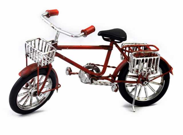 置物 レトロな自転車 サイドバスケット付き ビンテージ風 レッド の通販はau Pay マーケット ノイシュタット