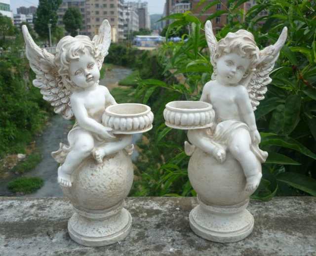 ガーデンオーナメント 置物 二人の天使 ヨーロピアンアンティーク風 2
