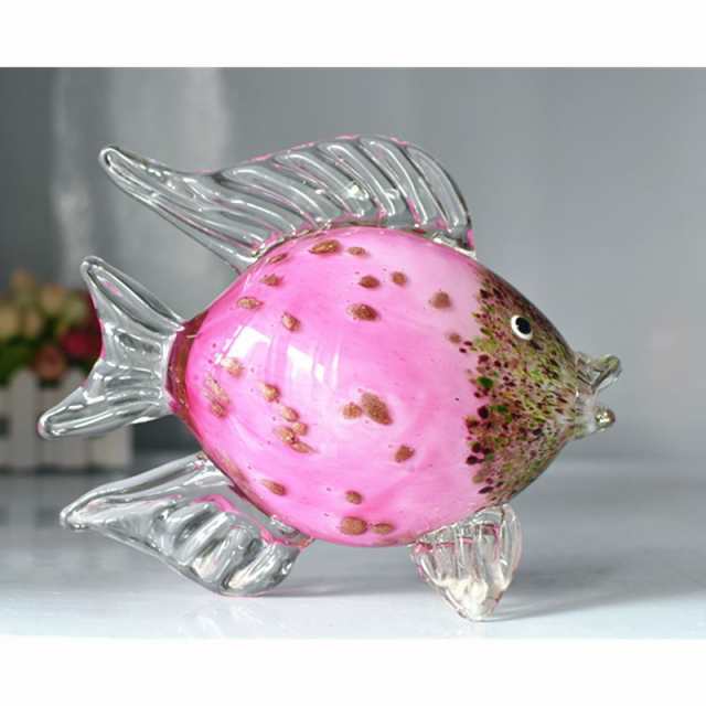 置物 熱帯魚モチーフ 美しい透明感 ガラス製 バイカラー ピンク の通販はau Pay マーケット ノイシュタット