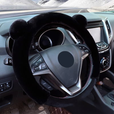 ハンドルカバー クマ耳風モチーフ付き あったか ふわふわ モコモコ ブラック の通販はau Pay マーケット ノイシュタット