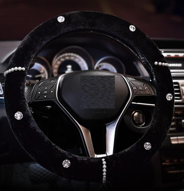 ハンドルカバー ダイヤ風装飾付き あったか ふわふわ エレガント ブラック の通販はau Pay マーケット ノイシュタット