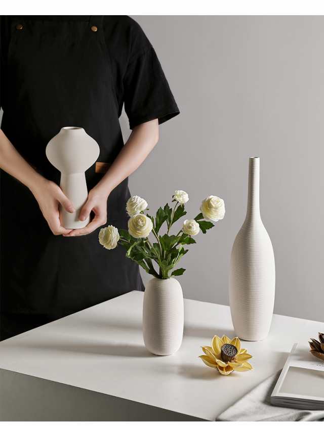 フラワーベース 花瓶 白 横縞模様 和モダン シンプル 陶磁器製 d3個セット の通販はau Pay マーケット ノイシュタット