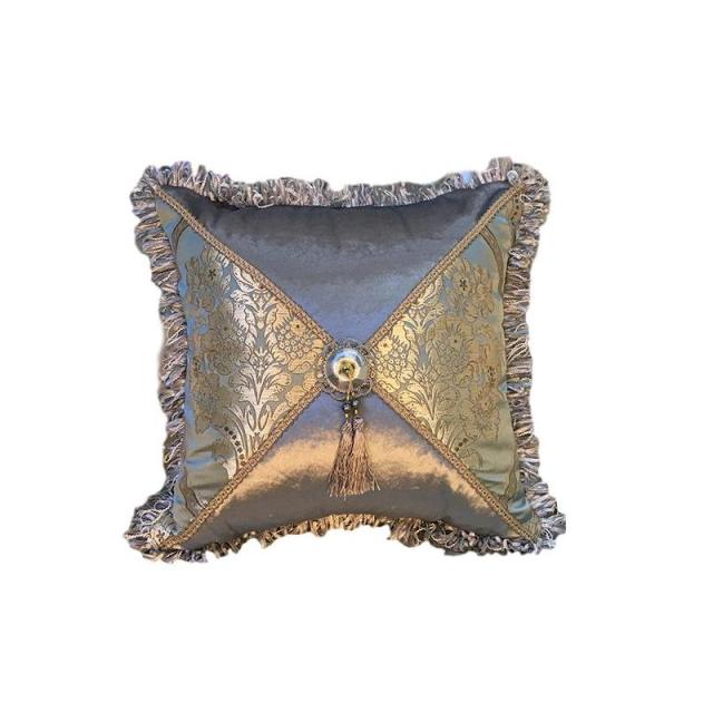 お取り寄せ クッションカバー ヨーロピアン風 花柄 真ん中にタッセル フリンジ付き ブルー の通販はau Pay マーケット ノイシュタット