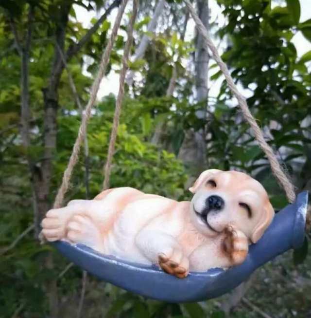 ガーデンオブジェ 吊り下げオーナメント ブランコで寝る森の動物 カントリー風 犬 の通販はau Pay マーケット ノイシュタット