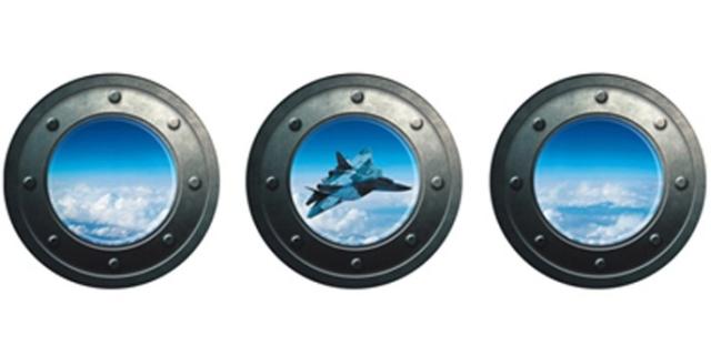 ウォールステッカー 丸窓から眺める飛行機と大空 3d風の通販はau Pay マーケット ノイシュタット