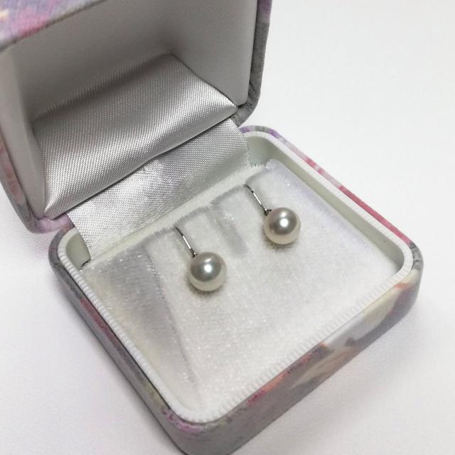 花珠真珠 フックピアス 伊勢志摩産 アコヤ本真珠 7mm K14WG ピアス