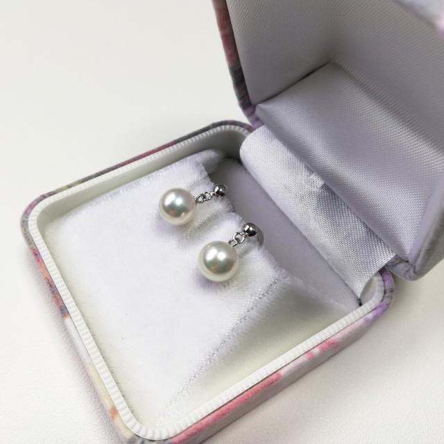 花珠真珠 ブラピアス 伊勢志摩産 アコヤ本真珠 7mm K14WG ピアス
