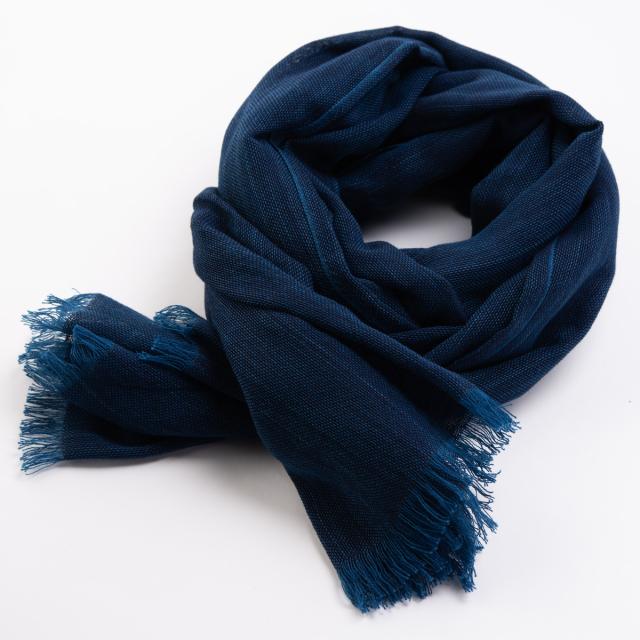 藍の先染め織物 青縞ストール おしゃれ ストール 藍染 日本製 和装 ショール 上品 春 夏 秋 冬 高級 青縞 綿喜之助紺屋