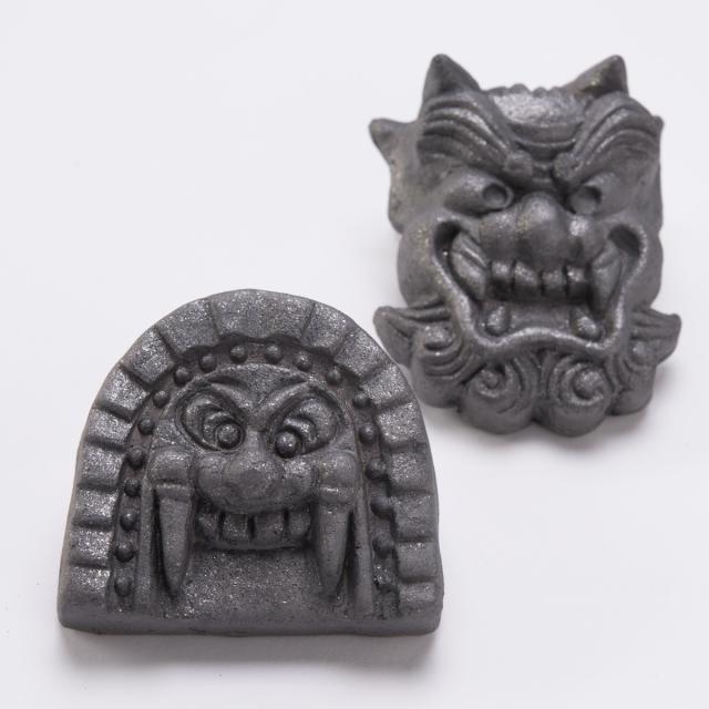 古代現代 鬼面 セット 壁掛け 魔除け いぶし瓦 風水 文鎮 和小物 雑貨 インテリア 置き物 伊達屋 YUHIRO 愛知県