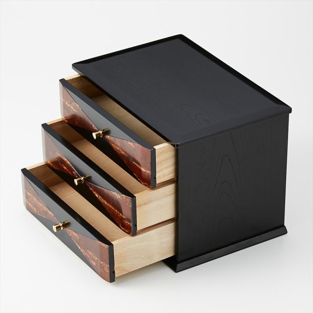 樺細工 和らく 三ツ引き アクセサリーケース 木製 ケース 桜皮 国産 冨岡商店