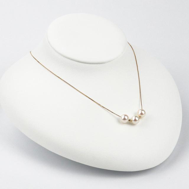 アコヤ真珠 3粒 7.0-7.5mm K18YG ネックレス ケース付 本真珠の通販は 26,499円