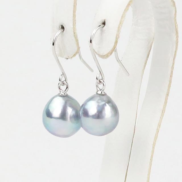 無調色 アコヤ真珠 8.0-8.5mm バロックパールピアス ケース付 ピアス